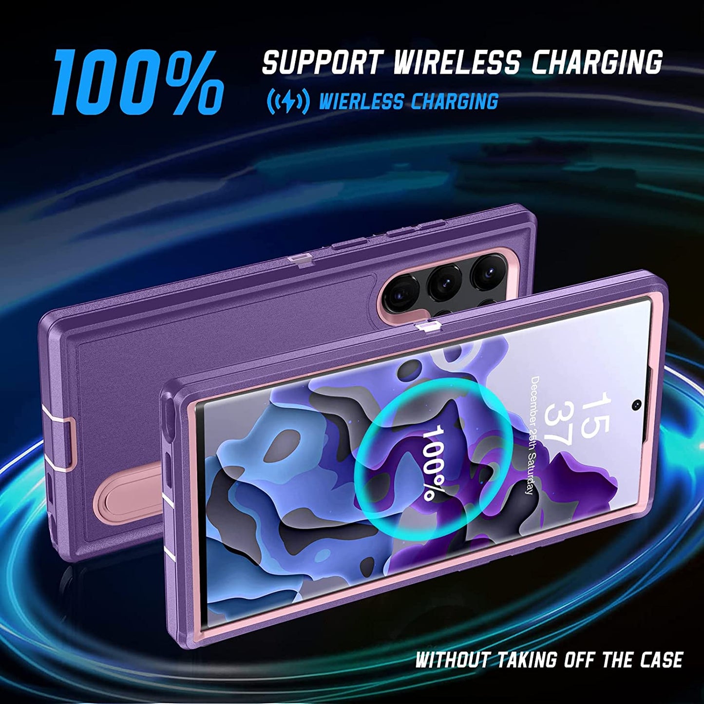 Samsung Galaxy S22 Ultra Case with Kickstand, Anti-Scratched Durable Rugged Phone Case