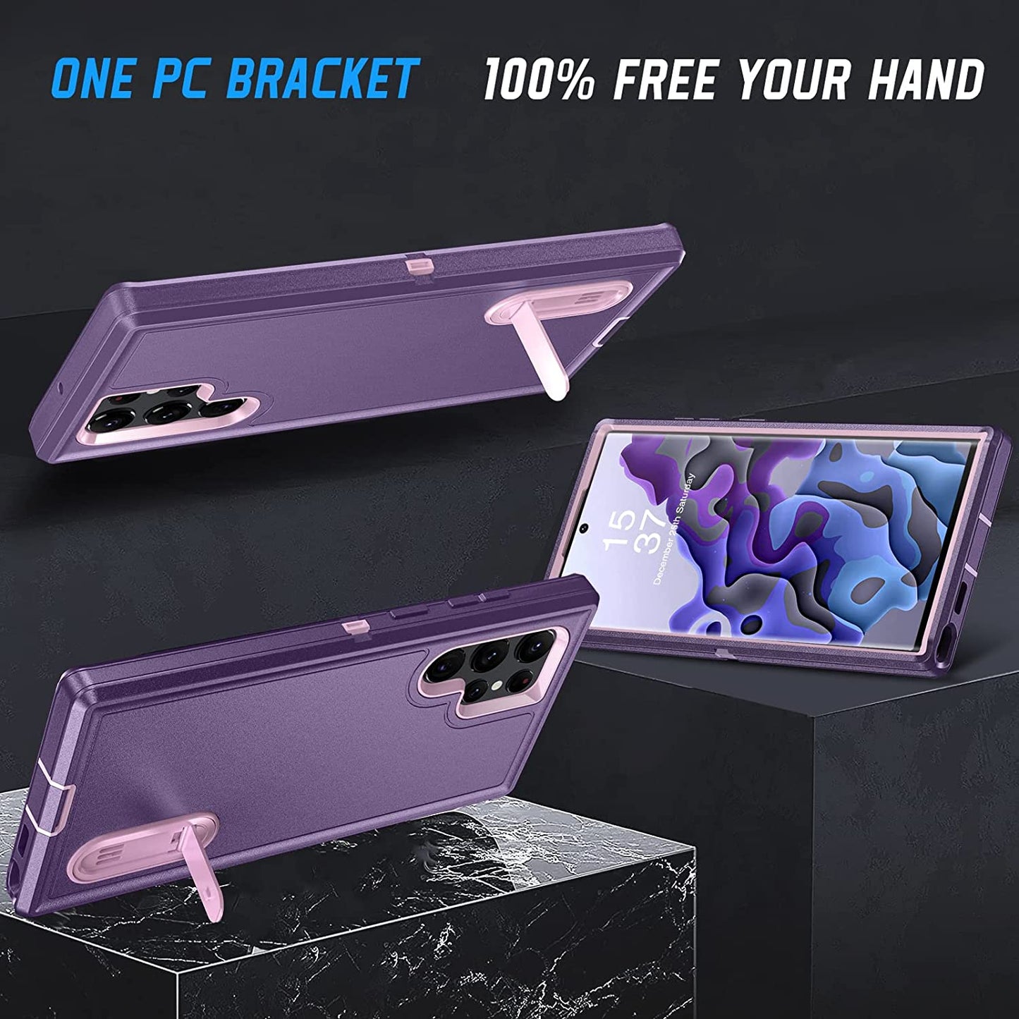 Samsung Galaxy S22 Ultra Case with Kickstand, Anti-Scratched Durable Rugged Phone Case