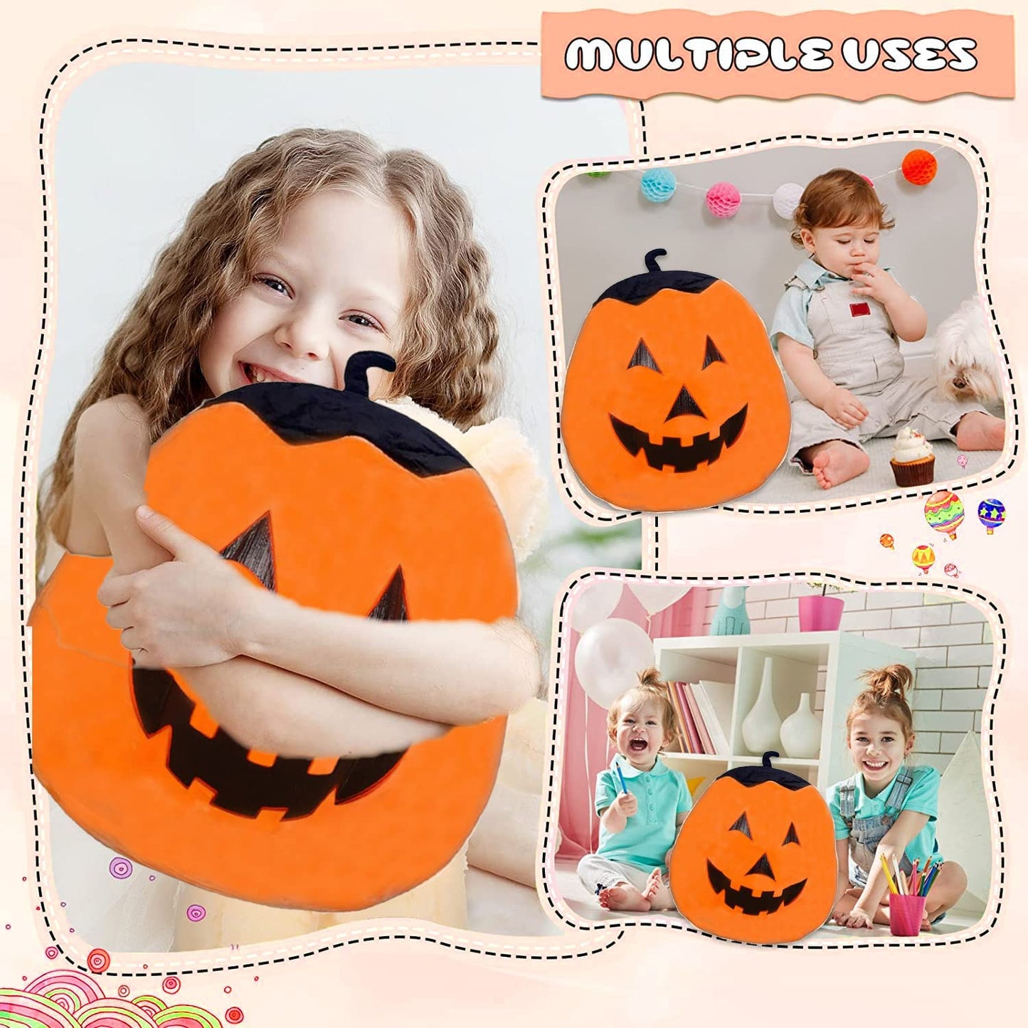 13 Inches Pumpkin Plush Toy Cute Jack-o-lantern Plushies Soft Pillow for Kids