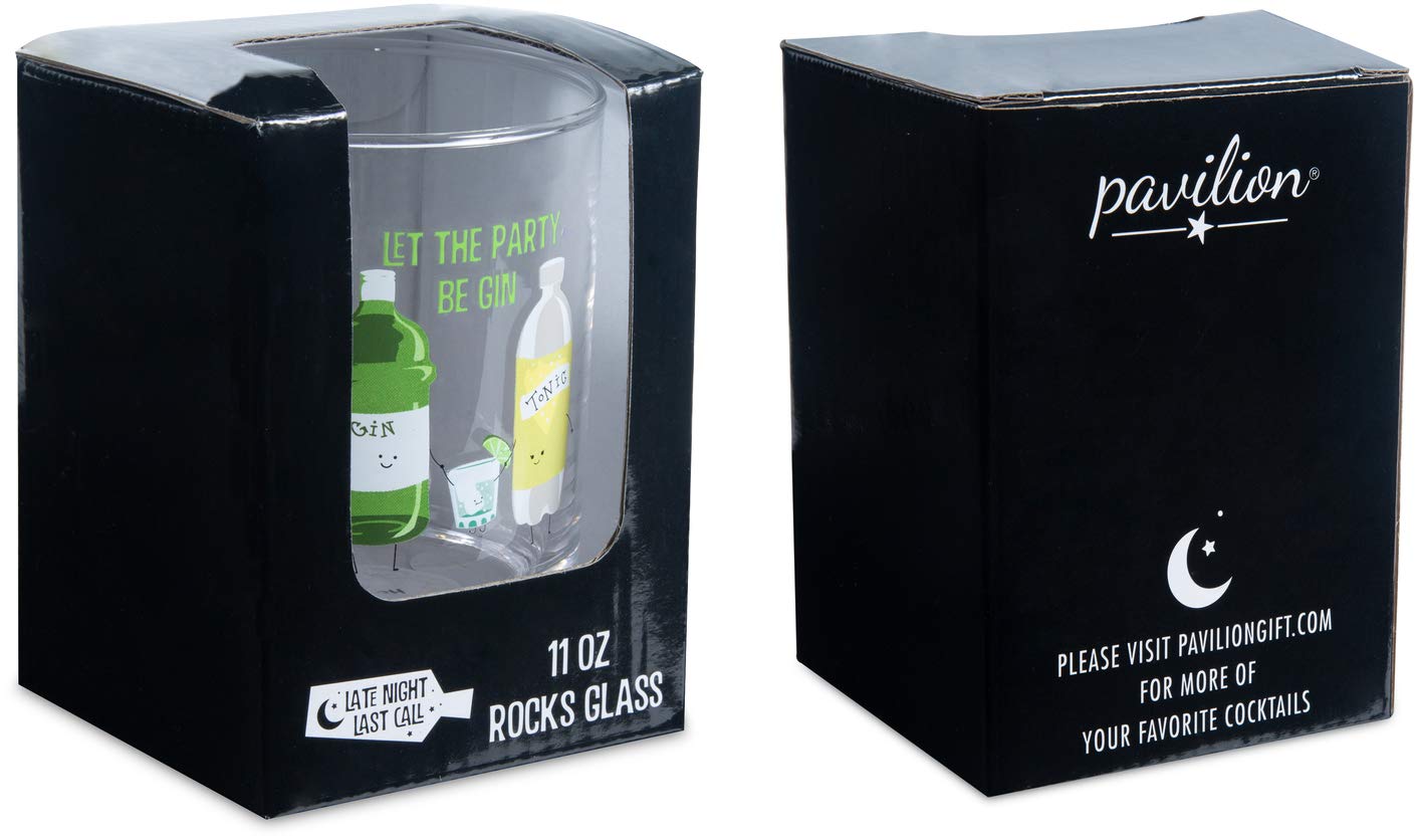 Pavilion 74871 Pavilion-Let The Party Be Gin-11 oz Low Ball 11 oz Rocks Glass, Green