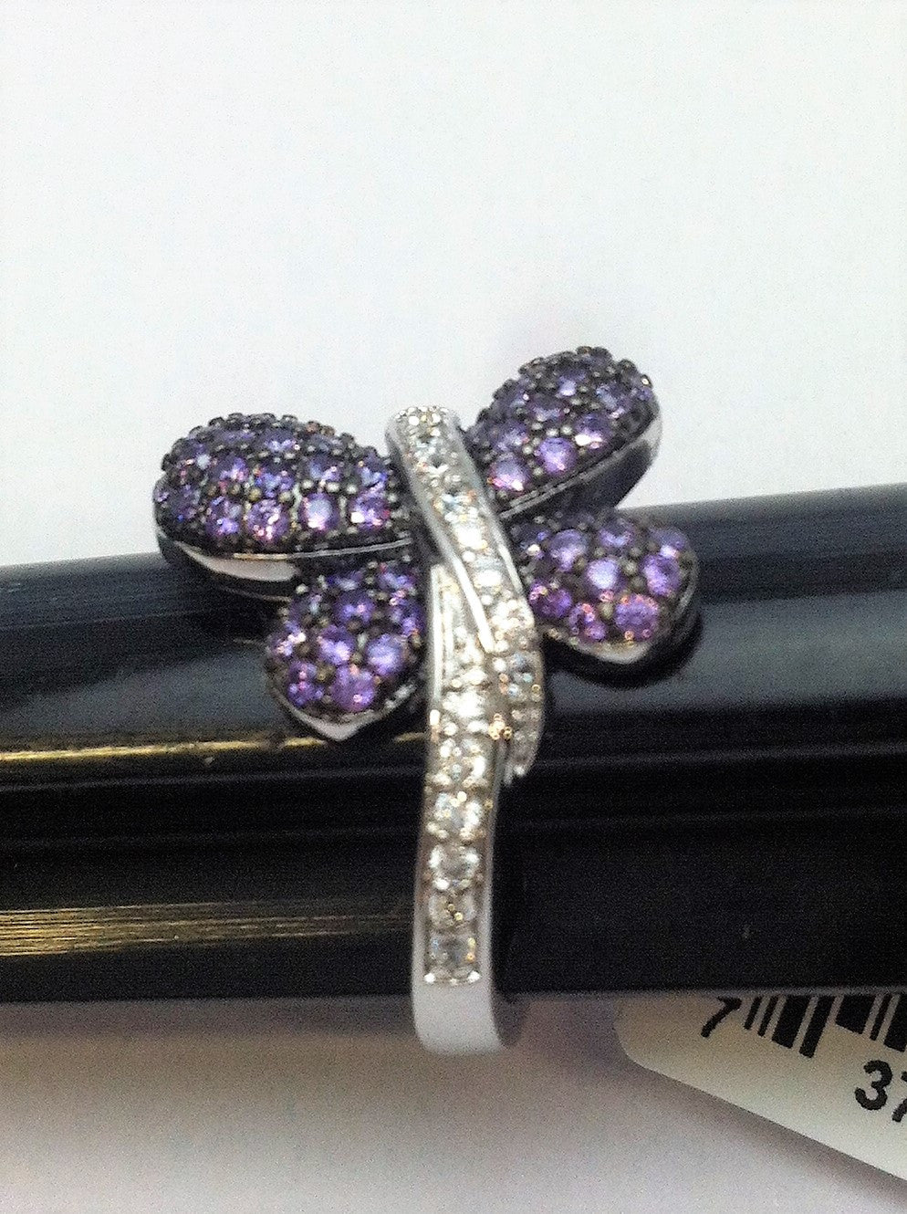 R.S. Covenant 6011 Amethyst & Cz Butterfly Ring Size 5 LOC 25