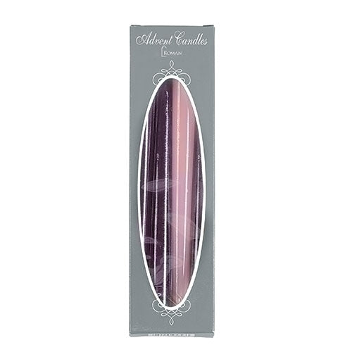 Roman 95743 10"H 4PC ST ADVENT CANDLES 3 PURPLE + 1 PINK
