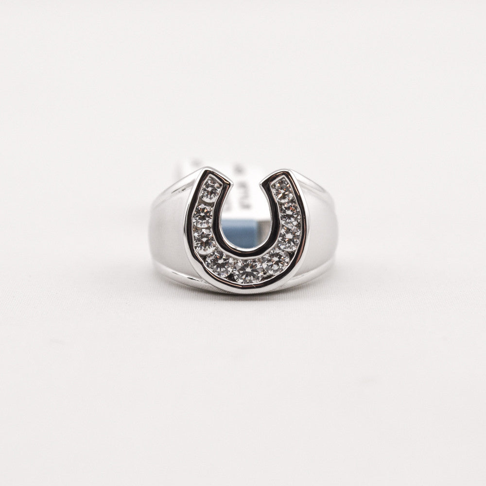 R. S. Covenant 2253 Men's CZ Gold Horseshoe Ring Size 9