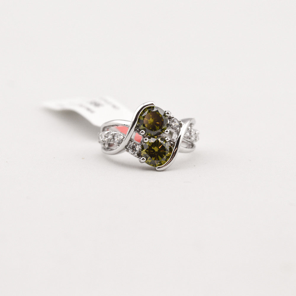 R. S. Covenant 856 Women's CZ Double Peridot Ring SZ 5