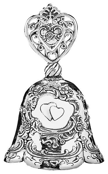 Ganz EJ2740 Intricate Vintage Look Hearts Silvertone Make-Up Bell