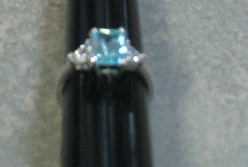 R.S. Covenant 4277 Aqua CZ Silver Ring Size 10 LOC 56