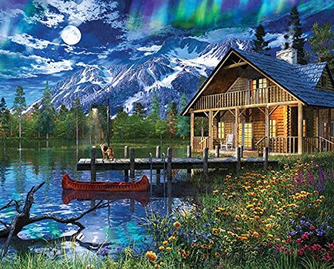 Springbok 33-10875 Jigsaw Puzzle Moon Cabin Retreat 1000 Piece- Made in USA