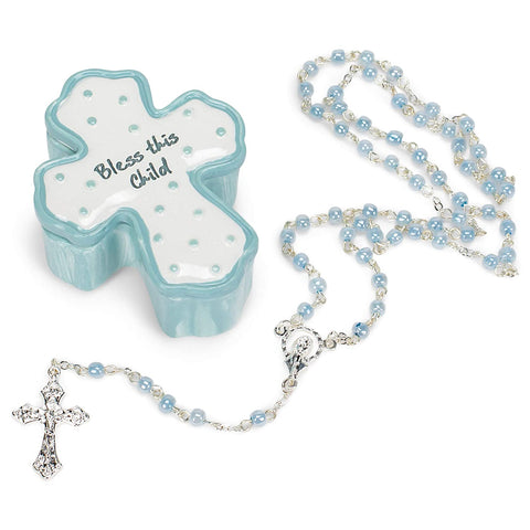 Roman 22328 Giftware New Baby, .75"H BLESS BOY BOX W/ROSARY ,Religious, Inspirational, Durable (2x2x1)