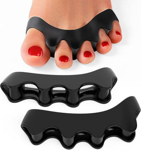 Welnove 8 Pack Toe Separator/Toe Straightener for Bunion Corrector/Overlapping Toes - Toe Spacers for Nighttime/Running/Yoga (Black/Blue)