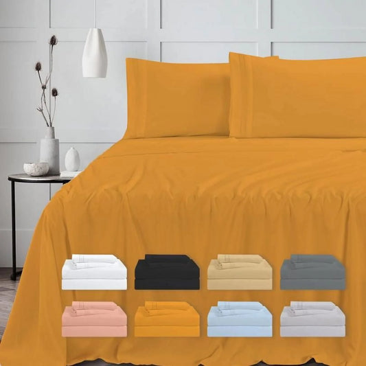 3 Piece Sheet Set, Silky Soft Double-Brushed 1800 Microfiber Sheets 16 Inch Deep Pocket Bedding Sheets & Pillowcases Fade Stain Shrink Wrinkle Resistant-Orange Twin