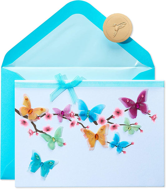 Papyrus Cherry Blossoms & Butterflies Blank Card