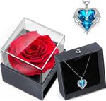 Mothers Day Gifts: Preserved Rose Flower with Necklace
