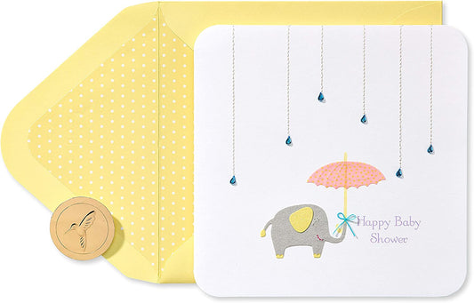 Papyrus Raindrops, Umbrella & Elephant Card