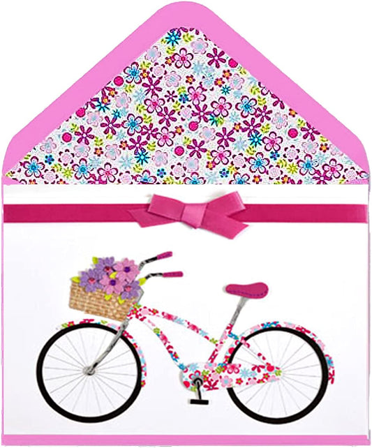 Papyrus Handmade Bike W/ Basket of Flowers Blank Card