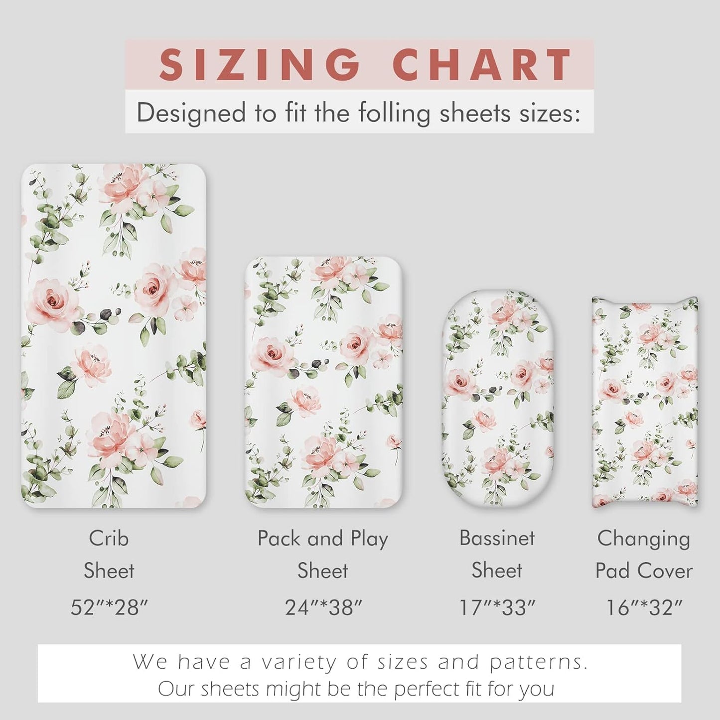 Bassinet Sheets, Ultra Stretchy Snug Fitted, Bassinet Sheet Set Mattress Protector, 2 Pack, Flower & Unicorn