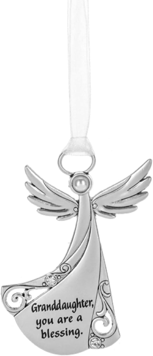 Ganz Granddaughter You are a Blessing Hanging Ornament, 3.25-inch Height, Silver, Zinc, Polypropylene, Glass