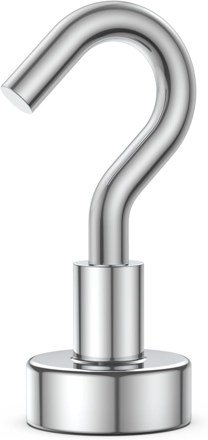 2LB Magnetic Hooks, Heavy Duty Rare Earth Neodymium Magnet Hooks with Nickel Coating, Cruise, Kitchen, Home (1Packs, 02)