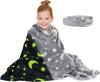 Soft Throw Blanket Gray Glow in The Dark 50 x 60 Inches Fun, Cozy Fleece Throw Blanket