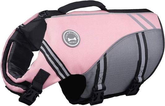 New Sports Style Ripstop Dog Life Jacket with Rescue Handle Sakura Pink, Medium