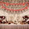 Burlap Happy Birthday Letter Banner, Red Valentines Heart Garland Party Supplies with 8 Modes LED Fairy String Light
