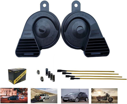 Electric Car Horn 12V loud Motorcycle Horn Replacement Auto Horn Waterproof High/Low Tone