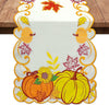 Hexagram Embroidered Fall Table Runners, Cutwork Maple Leaves and Fall Dress Scarves Pumpkin 13"x69"