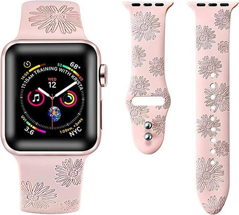 OWNACE Apple Watch Replacement Band Floral Soft Silicone, Compatible with Apple iWatch Series 7 6 5 4 3 2 1 SE