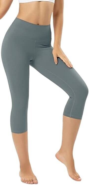 Women's Brushed Naked Feeling Capri Leggings Casual/Yoga/Workout Agave Green, Large