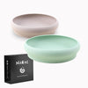 NAOMI Silicone Plates for Baby 2 Pack, Stay Steady Feature Microwave & Dishwasher Safe Green & Beige
