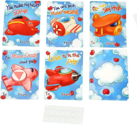 35 Pack Valentines Day Gifts Cards with Foam Airplanes, Valentine's Greeting Cards for Kids
