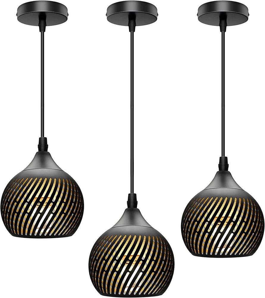 Mini Black Pendant Light, with 3 Colors Corn Light, 32'' Adjustable Cord