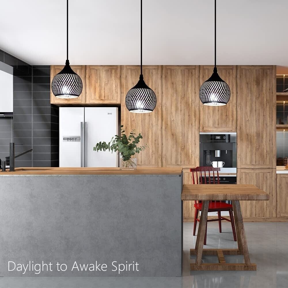 Mini Black Pendant Light, with 3 Colors Corn Light, 32'' Adjustable Cord