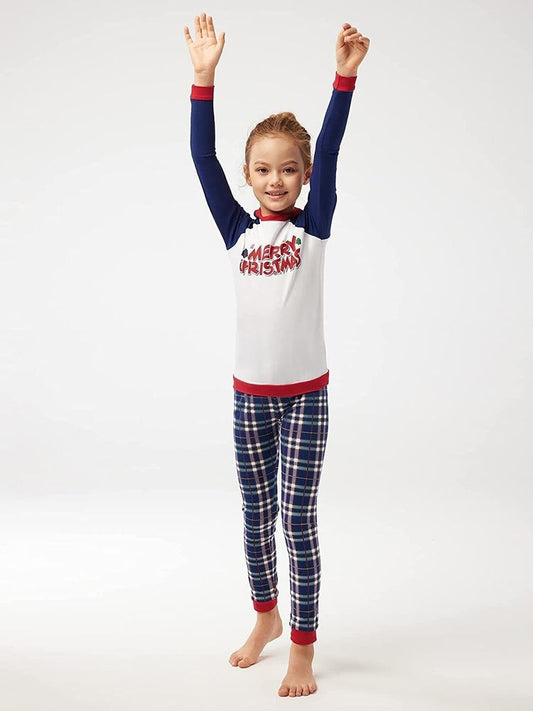 Christmas Pajamas, Size 4T, Blue and White Plaid, "Merry Christmas"