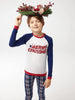 SIORO Christmas Pajamas, Size 4T, Blue and White Plaid, "Merry Christmas"