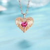 Angel Wing Pink Love Heart Crystals Cubic Zirconia 14K Gold Filled Pendant Charm Necklace