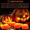 Collabell Halloween LED Pumpkin Lights with Remote Timer Battery Operated Jack-O-Lantern Décor, 4Pck