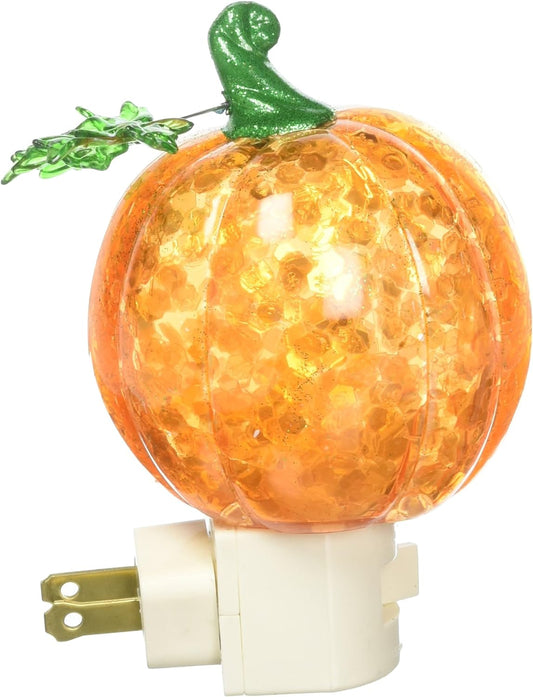 Roman Pumpkin Plug in Night Light with Swirling Confetti, 7-Inch