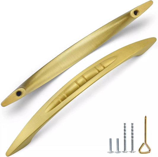 BE 10 Pack Arched Zinc Alloy Cabinet Pull Handles Hole Center Distance 3-3/4'', Brushed Gold Brass