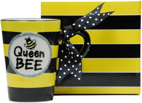 Burton & Burton 9719848 Whimsical Queen Bee 13 oz Coffee Mug with Polka Dot Bow