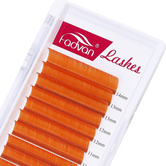 Volume Eyelash Extension 0.07 D Curl 8-14mm Mixed Tray - Orange Color