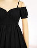 Zexxxy Women's Summer Off Shoulder Mini Dress Spaghetti Strap Ruffle Puff Sleeve Smocked Cotton Linen Dress with Pockets, Black, XL