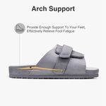 Women's Open Toe Slippers with Arch Support, Ladies Adjustable Slippers Fuzzy Slides Sandals, Gray SZ 8