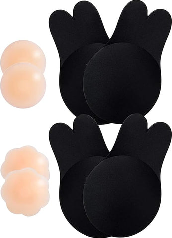 2 Pairs Silicone Sticky Bra, Invisible Adhesive Bra Push Up, Backless, Strapless