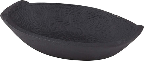 47th & Main Durable Black Cast Iron Bowl, Large, Embossed Floral