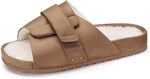 Women's Open Toe Slippers with Arch Support, Ladies Adjustable slippers Fuzzy Slides Sandals, Brown