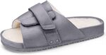 Women's Open Toe Slippers with Arch Support, Ladies Adjustable Slippers Fuzzy Slides Sandals, Gray SZ 8