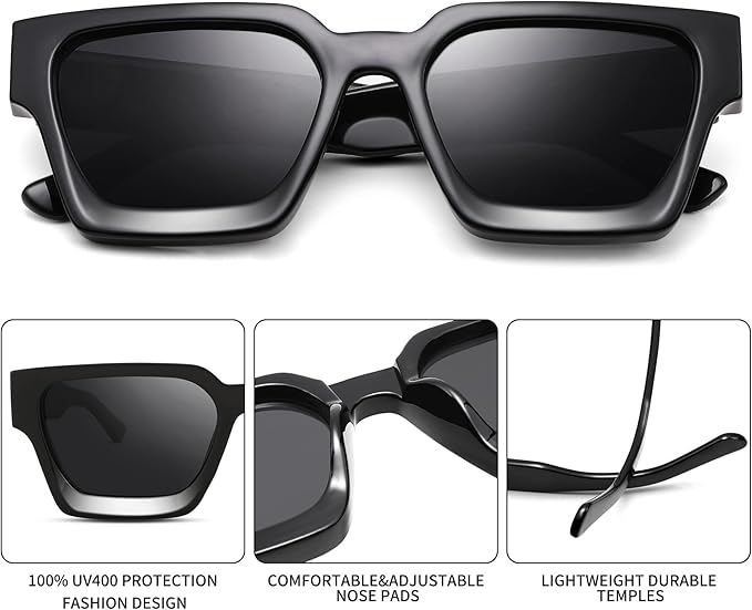 Square Sunglasses for Women Men Fashion Thick Frame Sunglasses Retro Designer Style Classics Square Shades