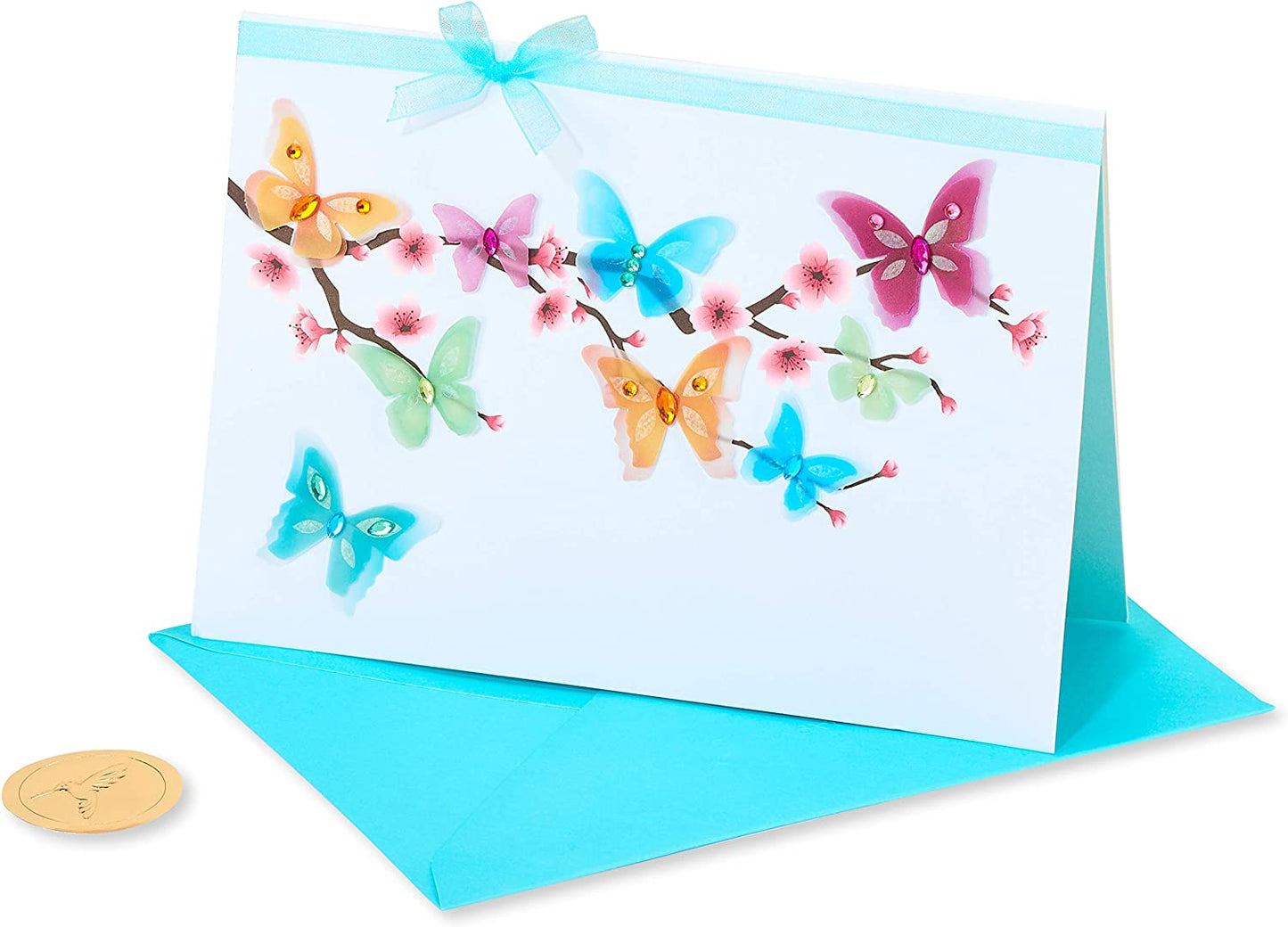 Papyrus Cherry Blossoms & Butterflies Blank Card