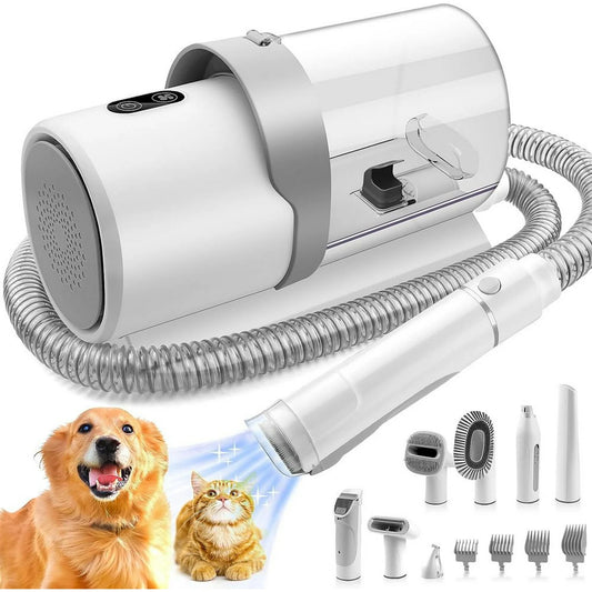 7 in 1 Pet Grooming Vacuum with 4 Hair Clipper Comb, 2.5L Pet Hair Vacuum Groomer, Pet Vacuum Brush for Shedding Grooming or Household Cleaning (Low Noise Vacuum)