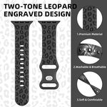Upgraded Leopard Engraved Band Compatible with Apple Watch Band 38mm 40mm 41mm Women, Two-Tone Dimensional Sport Wristbands for iWatch Ultra/Ultra 2 Series 9 8 7 6 5 4 3 2 1 SE